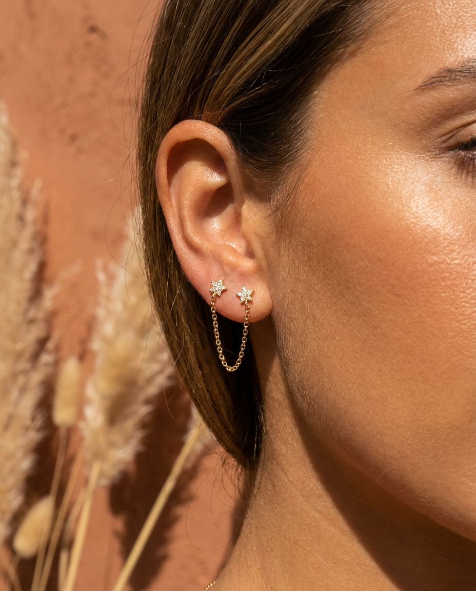 Double Star Chain Studs