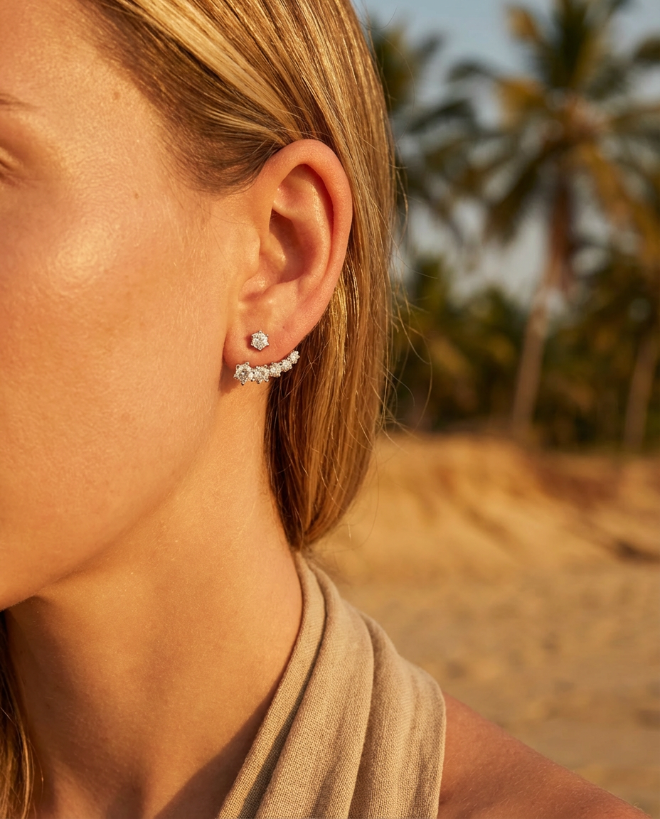 Silver Wave Studs