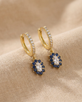 Sapphire Halo Hoops
