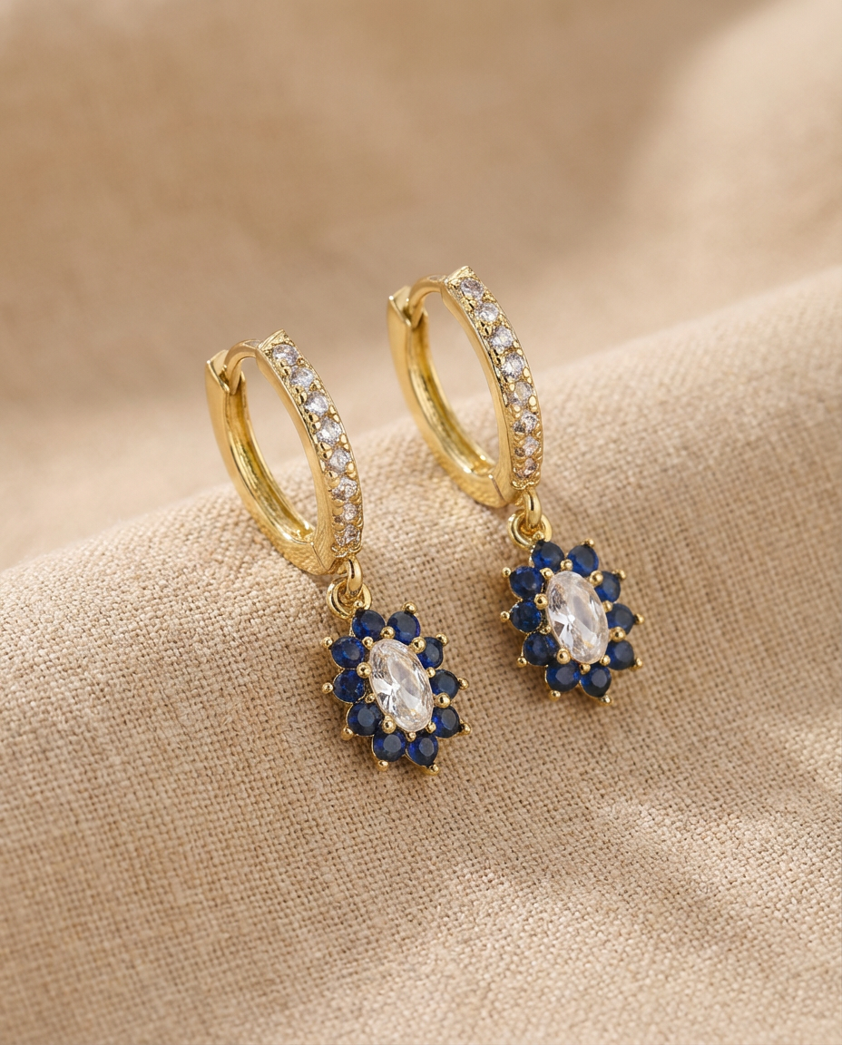 Sapphire Halo Hoops