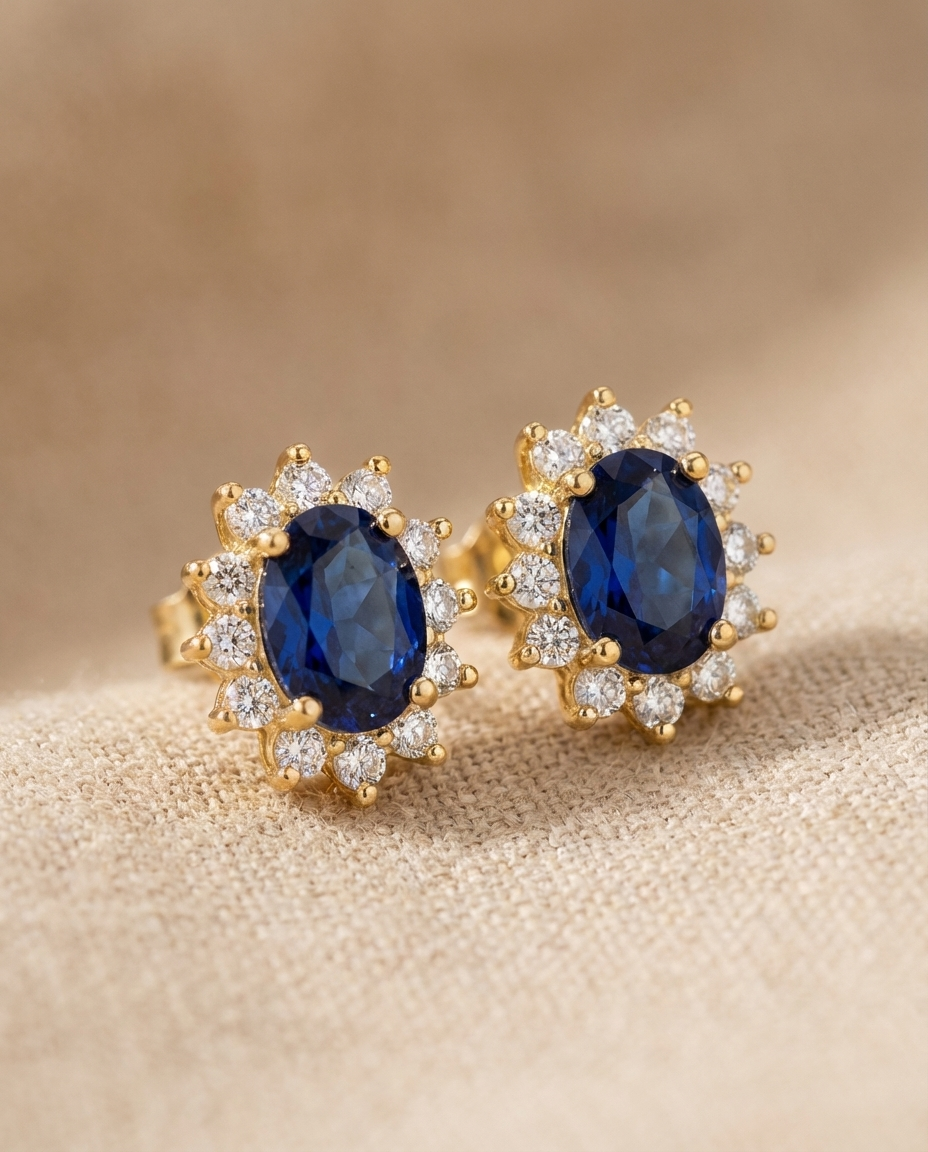 Sapphire Halo Studs