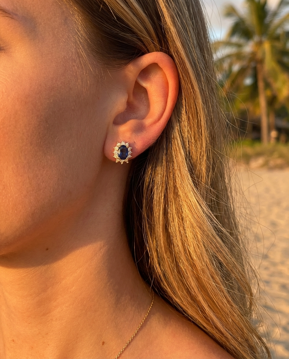 Sapphire Halo Studs