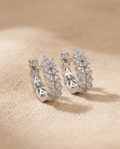 Crystal Leaf Hoops Plata