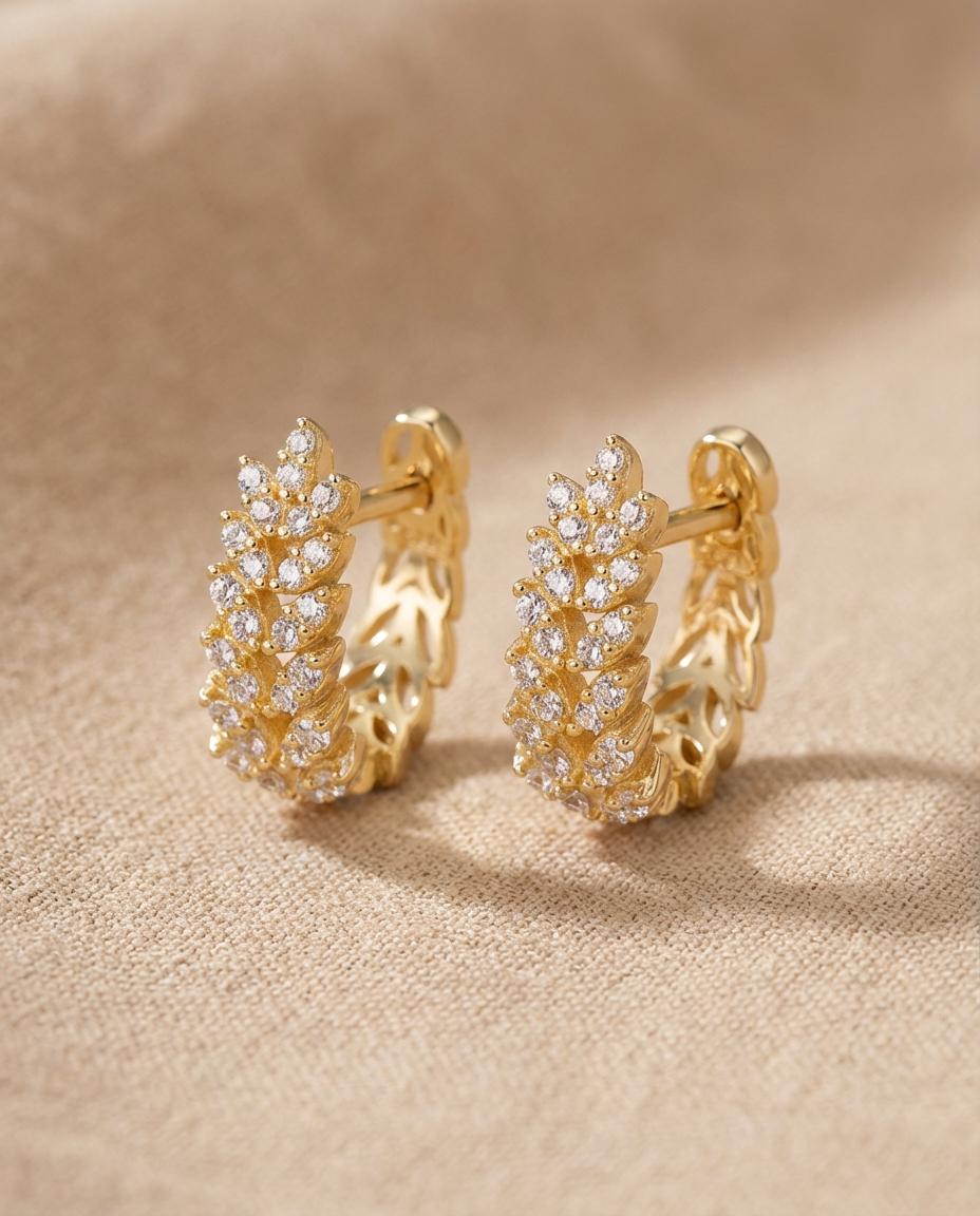 Crystal Leaf Hoops Dorado