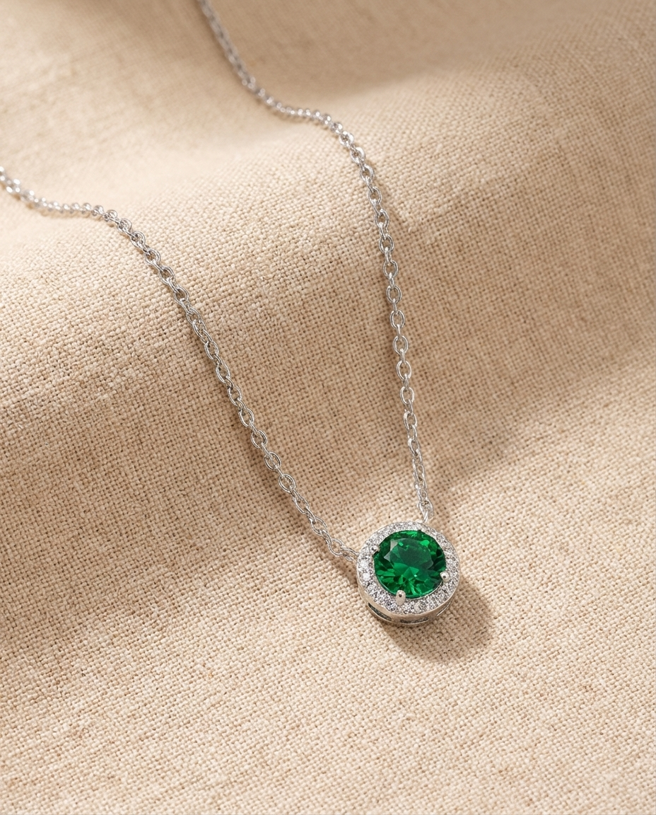 Emerald Halo Necklace