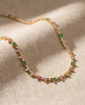 Rainbow Flower Tennis Necklace
