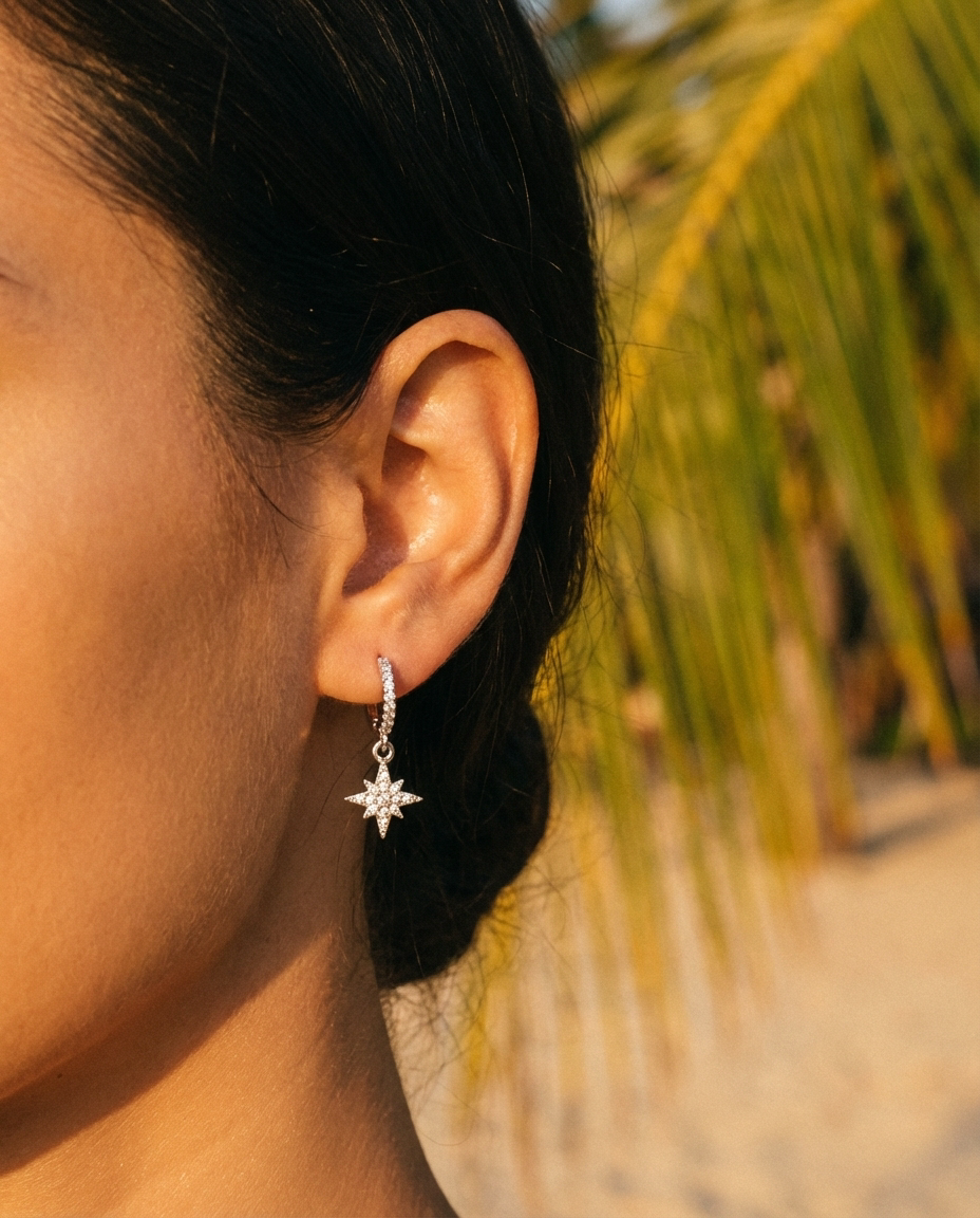 Silver Starlight Hoops
