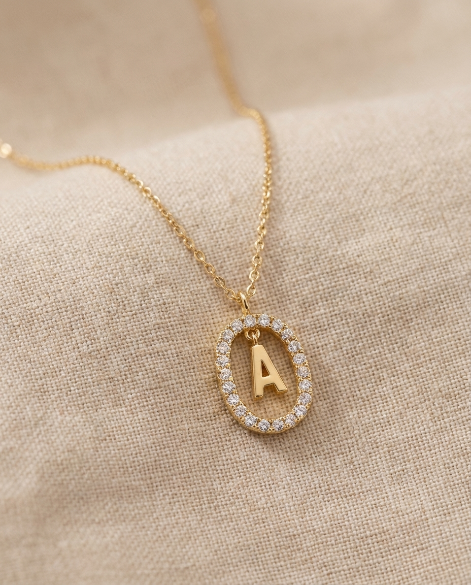 Initial Halo Necklace