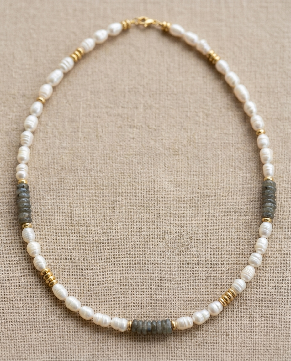 Pearl & Labradorite Necklace