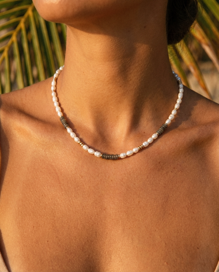 Pearl & Labradorite Necklace