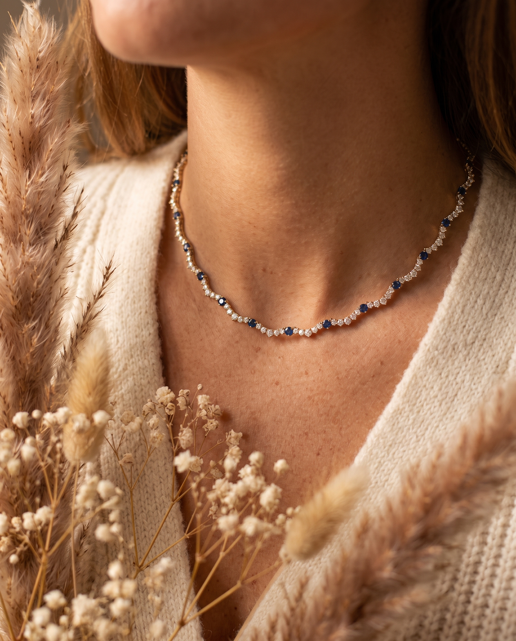 Sapphire Tennis Necklace
